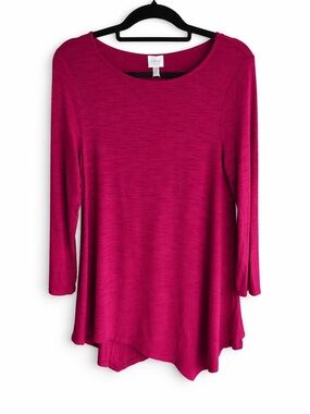 Cupio Magenta Tunic Top | 3/4 Sleeve | Asymmetrical Hem-NWT